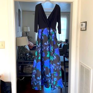 Black and blue floral formal dress